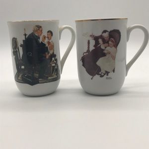 Norman Rockwell Cups Set of 2 Vintage mugs